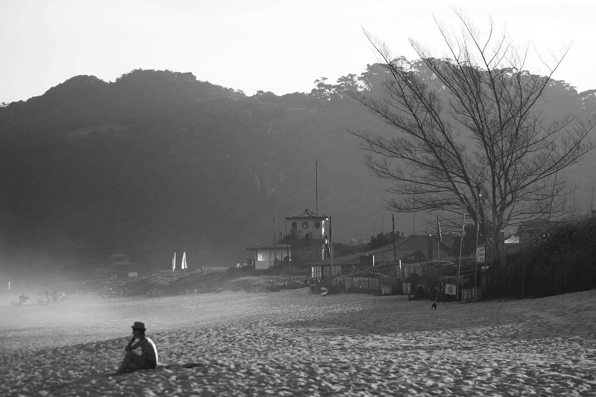 Praia Mole em Florianópolis no final da tarde, com mar aberto e faixa de areia